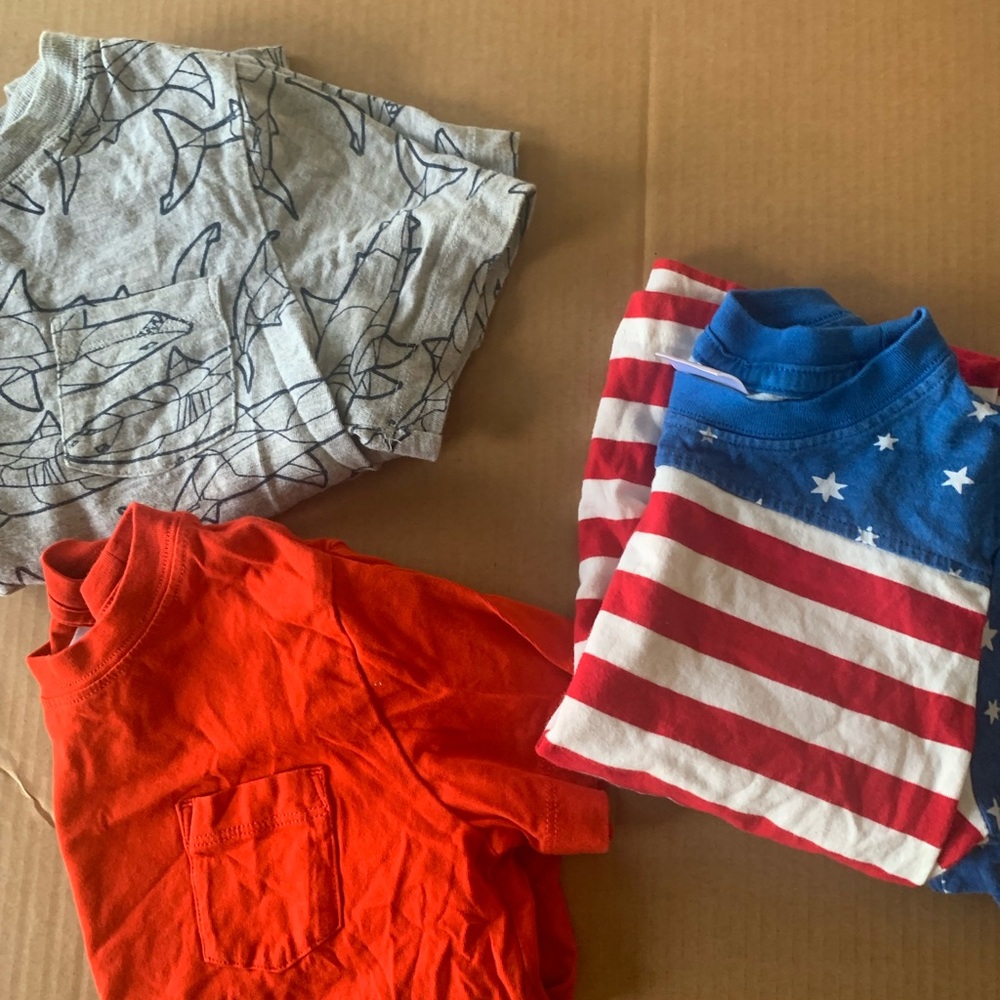Bundle Hanna Andersson  Graphic and Striped T-Shirts size 100 (4) flag shark red
